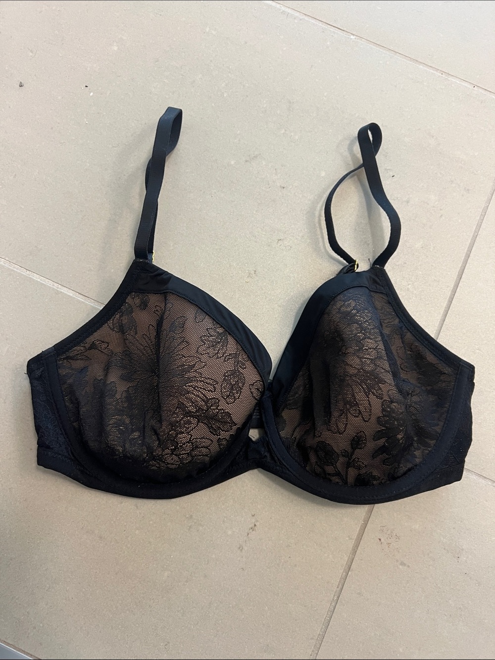 Soma Sheer Lace Underwire Bra - Black